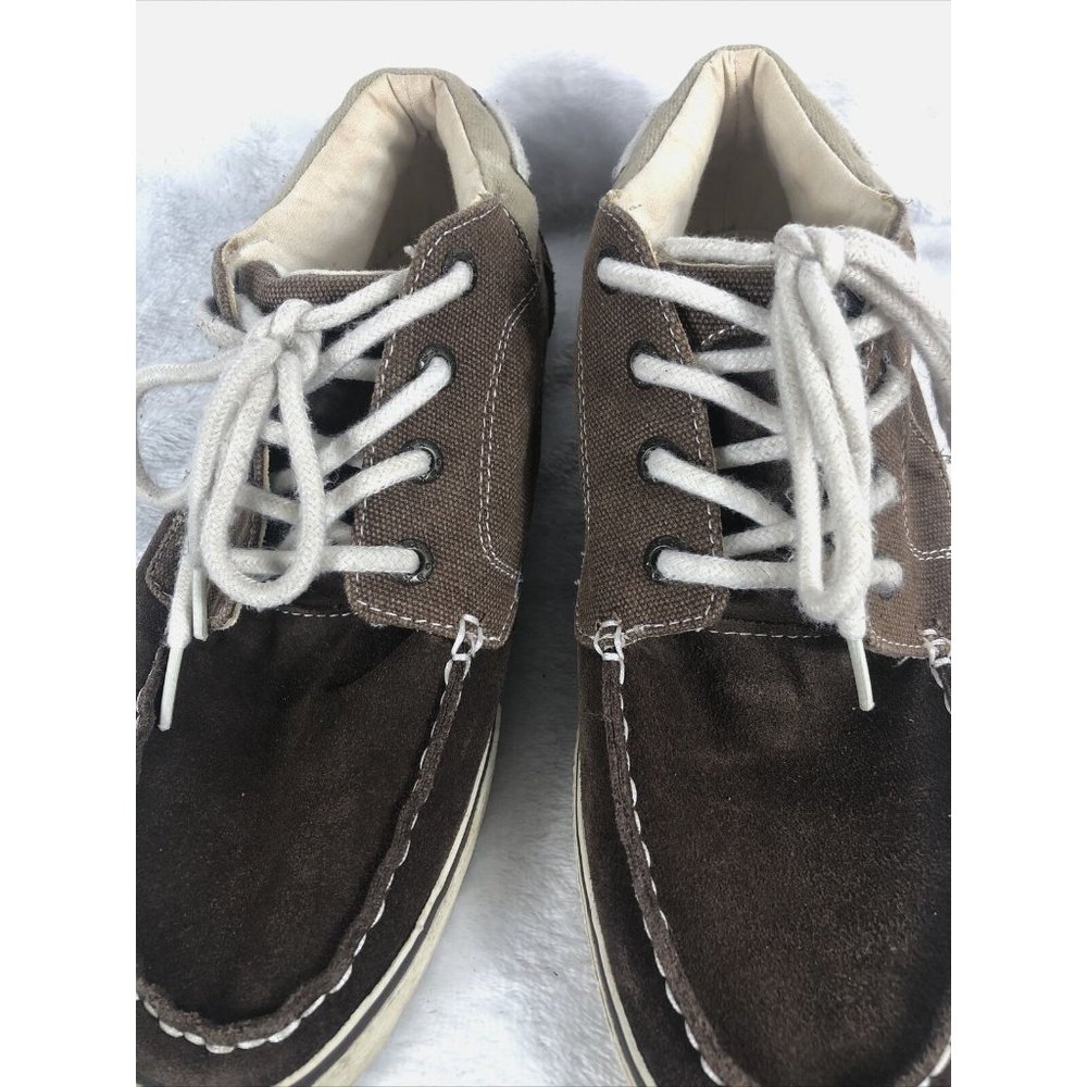 GBX Mens Boat Shoes 10M Casual Slip On Moc Toe Brown Leather Comfort Flats - Picture 3 of 8